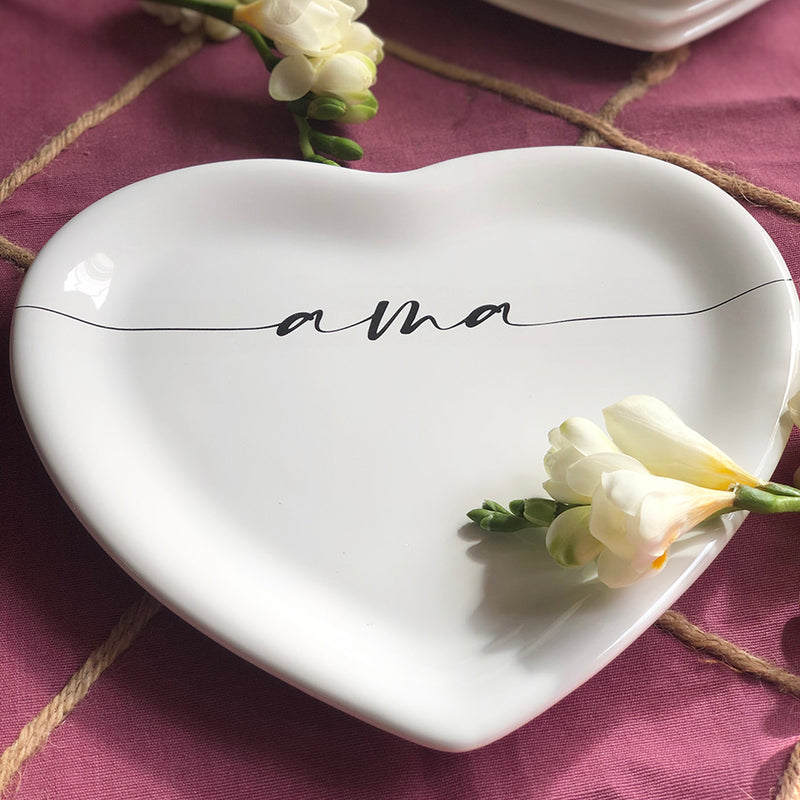 PIATTO CUORE CALLIGRAFA AMA